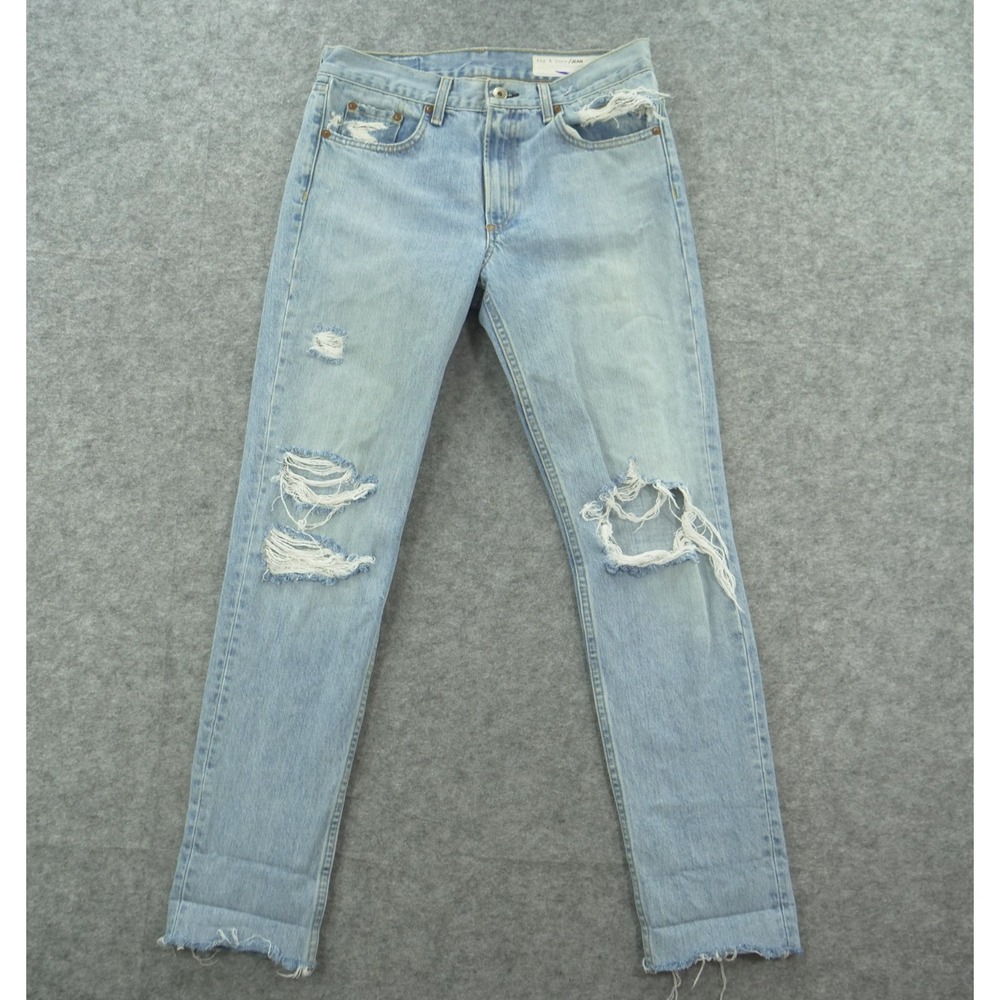Rag & Bone Jeans Womens 27 Blue Marilyn Slim Straight Mid Rise Distressed